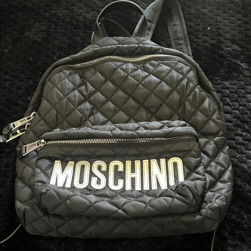 Moschino Quilted Charcoal Backpack